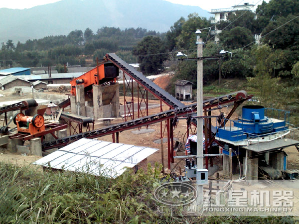 河卵石打沙生產(chǎn)線現(xiàn)場實拍圖