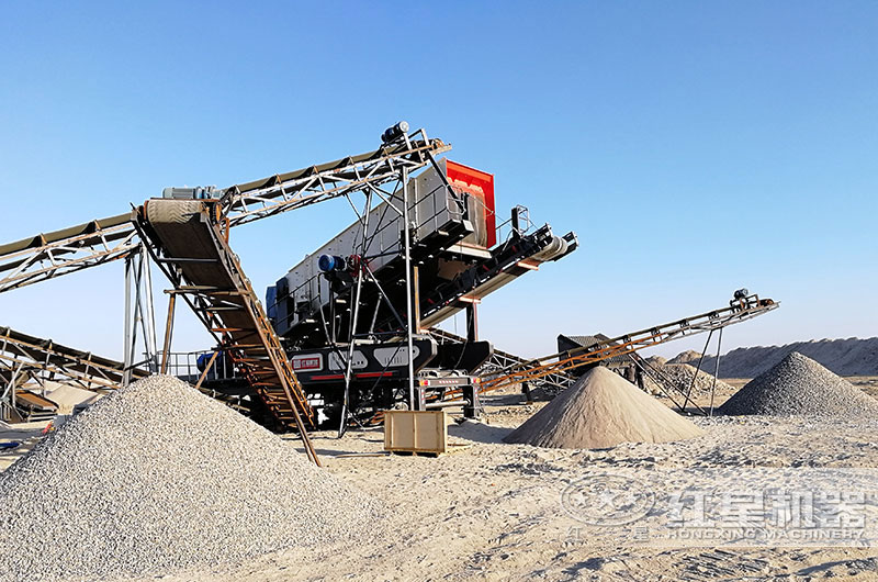曲陽用戶的輪胎式移動制砂現場