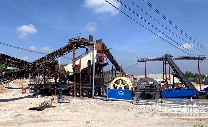 小型沙場使用2臺輪式洗沙機配細沙回收一體機